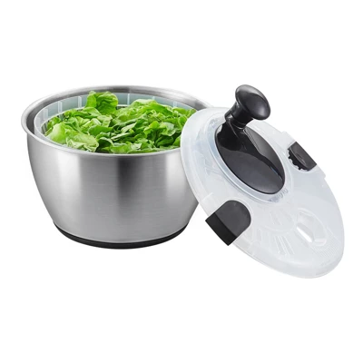 VEVOR Stainless Steel Salad Spinner, 4.75Qt, One-handed Easy Press Large Vegetable Dryer Washer, Lettuce Cleaner And Dryer 8 VEVOR Stainless Steel Salad Spinner, 4.75Qt, One-handed Easy Press Large Vegetable Dryer Washer, Lettuce Cleaner And Dryer - Image 8