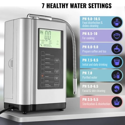 VEVOR Alkaline Water Ionizer Machine, PH 3.5-10.5 Alkaline Acidic Hydrogen Water Purifier, 7 Water Settings Home Filtration System, Up To -650mV ORP 2 VEVOR Alkaline Water Ionizer Machine, PH 3.5-10.5 Alkaline Acidic Hydrogen Water Purifier, 7 Water Settings Home Filtration System, Up To -650mV ORP - Image 2
