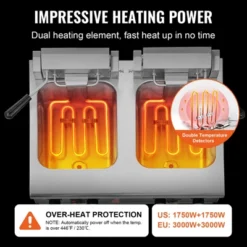 VEVOR Commercial Deep Fryer, Dual Tank 3500W Electric Countertop Fryer, 2 X 9Qt / 8.5L Double Oil Fryer With 2 Baskets, 1mm Thickened Stainless Steel -Aesthtic Interiors GUEST b955c2bf 99ff 4e31 9541 171d174c570e