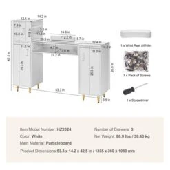 VEVOR Manicure Table, Glass Top Nail Desk, Makeup Dressing Nail Station With Storage Cabinets, Acetone-Resistant Nail Tech Table -Aesthtic Interiors GUEST b96aa0b1 79e9 4a0f b510 5b682871265f