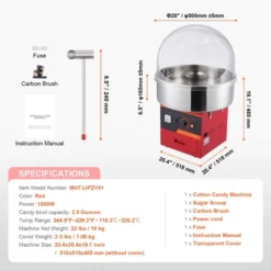 VEVOR Electric Cotton Candy Machine, 1000W Candy Floss Maker, Commercial Cotton Candy Machine With Cover, Stainless Steel Bowl, Sugar Scoop, Drawer -Aesthtic Interiors GUEST b96de6cf 62c6 47f9 b331 eea075460f35