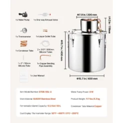 VEVOR Alcohol Still, 13.2 Gal / 50 L Stainless Steel Water Alcohol Distiller With Copper Coil, Home Brewing Refining Fermentation Kit, Silver 14 VEVOR Alcohol Still, 13.2 Gal / 50 L Stainless Steel Water Alcohol Distiller With Copper Coil, Home Brewing Refining Fermentation Kit, Silver -Aesthtic Interiors GUEST b9b0a83f 1162 40c9 9e66 32db072d19c9