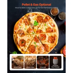 VEVOR Dual Fuel Pizza Oven Outdoor, 12 Inch Wood Fire & Propane Gas Pizza Oven, Pellet & Propane Pizza-Maker With Thermometer, Silver -Aesthtic Interiors GUEST b9d1b510 a4ae 4135 8d92 f0212bc07aaa