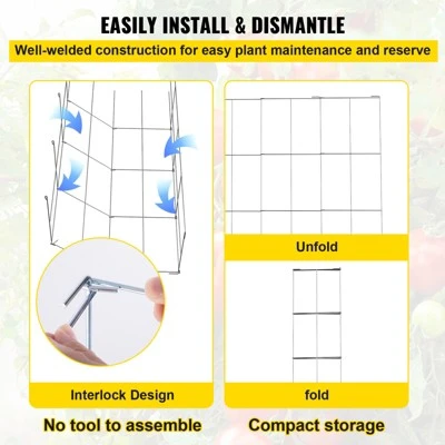 VEVOR Tomato Cages, 11.8" X 11.8" X 46.1", 5 Packs Square Plant Support Cages, Silver PVC-Coated Steel Tomato Towers, Silver 2 VEVOR Tomato Cages, 11.8" X 11.8" X 46.1", 5 Packs Square Plant Support Cages, Silver PVC-Coated Steel Tomato Towers, Silver - Image 2