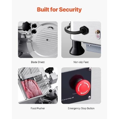 VEVOR Automatic Meat Slicer, 180W + 370W Deli Slicer With A 12 Inch Premium 65Mn Blade, 0-0.3 Inch Adjustable Thickness, Silver 6 VEVOR Automatic Meat Slicer, 180W + 370W Deli Slicer With A 12 Inch Premium 65Mn Blade, 0-0.3 Inch Adjustable Thickness, Silver - Image 6
