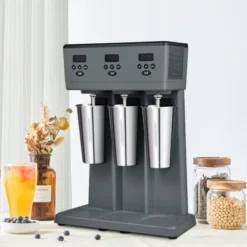 VEVOR Milkshake Maker, 375W X 3 Electric Milkshake Machine, Commercial Triple Heads Drink Mixer Blender, Intelligent Microswitch, Gray