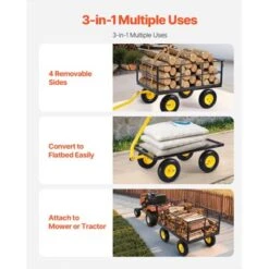 VEVOR 1400 Lbs Steel Garden Cart, Heavy Duty Pullable Garden Wagon Yard Cart, 2 In 1 Outdoor Metal Utility Wagon Yard Trailer, Black -Aesthtic Interiors GUEST ba5245b0 2477 415f a8d2 9116e51cde4b