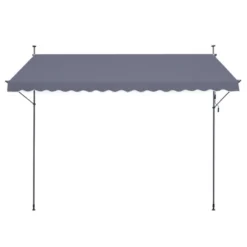 VEVOR 157 X 47" Patio Awning Retractable, Awning Sunshade Shelter With Manual Crank Handle, Adjustable Height From 86 To 122 In, Dark Gray -Aesthtic Interiors GUEST ba623190 93fe 4d5f 9d7e 880ab75d10c7