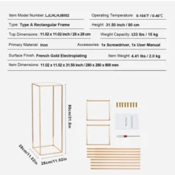 VEVOR 2PCS 31.5inch High Wedding Flower Stand, Metal Vase Column Geometric Centerpiece Stands, Gold Rectangular Floral Display Rack -Aesthtic Interiors GUEST baf9335d 0c73 41d7 82bb d730c2249781