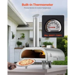 VEVOR Pizza Oven Outdoor, 12" Pellet Pizza Oven, Portable Pizza-Stove With Built-in Thermometer, Wood Fired Stainless Steel Pizza-Maker, Silver -Aesthtic Interiors GUEST bb198b8c ef84 41a3 9a67 ee6a0e11d7c2