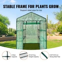 VEVOR Walk-in Green House, 4.6 X 4.6 X 6.6 Ft , Greenhouse With Shelves, High Strength PE Cover With Zipper Door And Steel Frame, Assembly In Minutes -Aesthtic Interiors GUEST bb780018 6a06 48cc b89c 1cc848eb447a