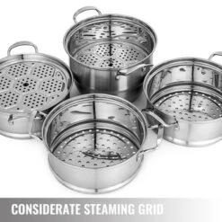 VEVOR Steamer Pot 11.8in/30cm, 5 Tier Steamer Pot For Cooking With 10QT Stock Pot, 3 Vegetable Steamers & 2 Steaming Trays, Silver 12 VEVOR Steamer Pot 11.8in/30cm, 5 Tier Steamer Pot For Cooking With 10QT Stock Pot, 3 Vegetable Steamers & 2 Steaming Trays, Silver -Aesthtic Interiors GUEST bb7eeb23 f4e8 4bb9 bd83 73d2bf9659c5