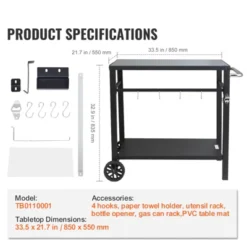 VEVOR Outdoor Grill Dining Cart With Double-Shelf, BBQ Movable Food Prep Table, Multifunctional Iron Table Top, Portable Modular Carts For Pizza Oven -Aesthtic Interiors GUEST bb92b11e 2473 4ff9 b596 3f021bbee607
