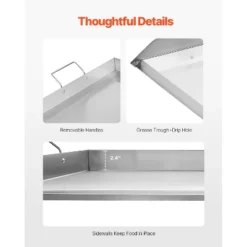 VEVOR Stainless Steel Griddle, 36x22 Inch Universal Flat Top Rectangular Plate, Gas Grill Griddle For BBQ Grill, Teppanyaki, Silver -Aesthtic Interiors GUEST bbcabbce 59fe 4a73 8609 f45e7809a08b