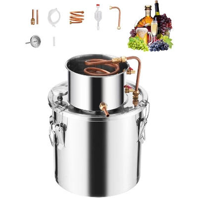 VEVOR Alcohol Still, 5 Gal / 19 L Stainless Steel Water Alcohol Distiller With Copper Coil, Home Brewing Refining Fermentation Kit, Silver 8 VEVOR Alcohol Still, 5 Gal / 19 L Stainless Steel Water Alcohol Distiller With Copper Coil, Home Brewing Refining Fermentation Kit, Silver - Image 8