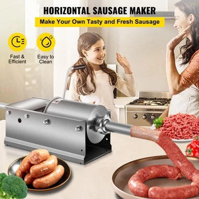 VEVOR Manual Sausage Stuffer, 3 L / 7 LBS Horizontal Sausage Machine, Dual-Speed Meat Stuffer, Made Of Food-Grade 304 Stainless Steel, Silver 3 VEVOR Manual Sausage Stuffer, 3 L / 7 LBS Horizontal Sausage Machine, Dual-Speed Meat Stuffer, Made Of Food-Grade 304 Stainless Steel, Silver - Image 3