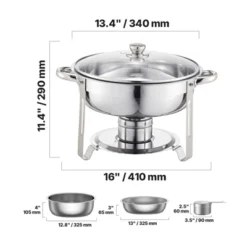 VEVOR Chafing Dish Buffet Set, 5 Qt 2 Pack, Stainless Steel Chafer With 2 Full Size Pan, Round Catering Warmer Server, Silver -Aesthtic Interiors GUEST bc2602fe 2cf8 4d2f 8f8e 299c8dff1a6a
