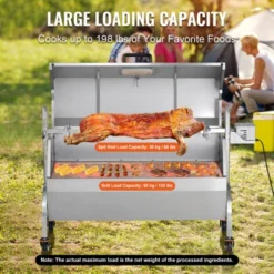 VEVOR Rotisserie Grill With Hooded Cover, BBQ Whole Pig Lamb Goat Charcoal Spit Grill, 46 Inch 132Lbs Capacity, Electric 52W Motor, Silver -Aesthtic Interiors GUEST bc440b05 b5bc 4365 b1d1 05b51e95af6a