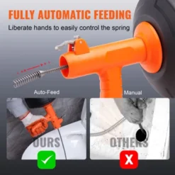 VEVOR Drain Auger 25Ft, Plumbing Snake Auto Feed, Plumbers Snake With Drill Attachment, Pipe Snake Drain Clog Remover, Orange&Black -Aesthtic Interiors GUEST bc580b6c b338 47d1 8cd5 47da46315595