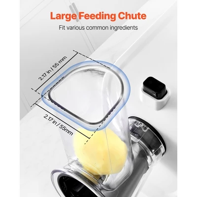 VEVOR Electric Cheese Grater Salad Maker, 200W Salad Shooter, Electric Vegetable Slicer Shredder Chopper For Fruits With 5 Attachments, White 4 VEVOR Electric Cheese Grater Salad Maker, 200W Salad Shooter, Electric Vegetable Slicer Shredder Chopper For Fruits With 5 Attachments, White - Image 4