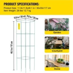 VEVOR Tomato Cages, 11.8" X 11.8" X 46.1", 10 Packs Square Plant Support Cages, Green PVC-Coated Steel Tomato Towers , Green -Aesthtic Interiors GUEST bc609829 52fe 4643 aaf9 1c4ac823d73d