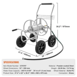 VEVOR Hose Reel Cart, Hold Up To 300 Ft Of 5/8’’ Hose, Garden Water Hose Carts Mobile Tools With 4 Wheels, Heavy Duty Powder-coated Steel -Aesthtic Interiors GUEST bc6c6c89 ee44 4515 81ed a8a291daf1f4