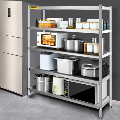 VEVOR Storage Shelf, 5-Tier Storage Shelving Unit, Stainless Steel Garage Shelf, 70.9 X 17.7 X 70.9 Inch Heavy Duty Storage Shelving, Silver 1 VEVOR Storage Shelf, 5-Tier Storage Shelving Unit, Stainless Steel Garage Shelf, 70.9 X 17.7 X 70.9 Inch Heavy Duty Storage Shelving, Silver