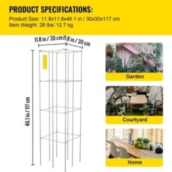 VEVOR Tomato Cages, 11.8" X 11.8" X 46.1", 10 Packs Square Plant Support Cages, PVC-Coated Steel Tomato Towers, Silver -Aesthtic Interiors GUEST bc8ff354 0e92 4b80 a670 ec40c98b7a74