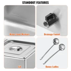 VEVOR 2-Pan Commercial Food Warmer, 18QT Electric Steam Table, 1200W Professional Countertop Stainless Steel Buffet Bain Marie -Aesthtic Interiors GUEST bcb66bf2 4436 49f2 bdcc e60387e1c605