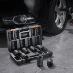 VEVOR 1" Drive Impact Socket Set, 8 Piece Deep Socket Set Metric 27-41mm, 6 Point Cr-Mo Alloy Steel For Auto Repair, Easy-to-Read Size Markings,BLACK