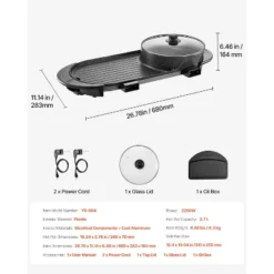 VEVOR Hot Pot With Grill, 2200W 2-in-1 Electric Smokeless Grill And Hot Pot With Separate Dual Temperature Control, Black -Aesthtic Interiors GUEST bcf2ae28 488a 4cac bad8 ce9dc9af2a85