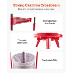 VEVOR 3.69 Gal/14L Fruit Wine Press, Stainless Steel Basket, Manual Juice Maker, Cider Apple Grape Tincture Making Press, Red -Aesthtic Interiors GUEST bd13faa4 1427 4ed8 8469 6180261515d6