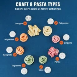 VEVOR Electric Pasta Maker, 150W Automatic Noodle Maker Machine With 8 Pasta Shapes, 4 Intelligent Modes, 500g Flour Capacity Pasta Maker Machine -Aesthtic Interiors GUEST bd57c134 695c 409e bffe fc6cfefcd56a