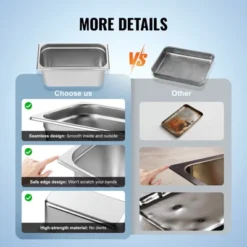 VEVOR 8 Pack Hotel Pans, 1/3 Size Anti-Jam Steam Pan With Lid, 0.8mm Thick Stainless Steel Steam Table Pan, 6-Inch Deep Commercial Table Pan -Aesthtic Interiors GUEST bd749e83 ac27 47dd 9b32 6143220f0a6e