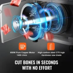 VEVOR Commercial Electric Meat Bandsaw, 650W Stainless Steel Countertop Meat Sawing Machine, Workbench 12.4" X 18.1", Silver -Aesthtic Interiors GUEST bd9fc61a fada 4032 ab86 83e1fb17d5d9