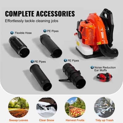 VEVOR Backpack Leaf Blower, 79CC 2-Cycle Gas Leaf Blower With 3L Fuel Tank, 930CFM Air Volume 184MPH Speed, Ideal For Lawn Care, Leaf Cleaning 6 VEVOR Backpack Leaf Blower, 79CC 2-Cycle Gas Leaf Blower With 3L Fuel Tank, 930CFM Air Volume 184MPH Speed, Ideal For Lawn Care, Leaf Cleaning - Image 6