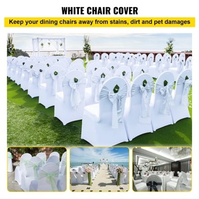 VEVOR Stretch Spandex Folding Chair Covers, Universal Fitted Arched Front Cover, Removable Washable Protective Slipcovers, 50PCS White 2 VEVOR Stretch Spandex Folding Chair Covers, Universal Fitted Arched Front Cover, Removable Washable Protective Slipcovers, 50PCS White - Image 2