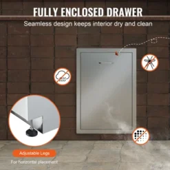 VEVOR Pull Out Trash Drawer 17.7x22.8 Inch Raised Style Trash Bin With Pull-Out Tray Stainless Steel Trash Drawer With Handle, Silver -Aesthtic Interiors GUEST be37b03a aa3e 451d 9d90 7817fd248fd6