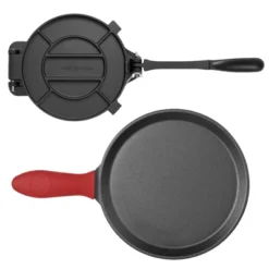 VEVOR Tortilla Press, 8 Inch Cast Iron Tortilla And Roti Maker, Heavy Duty Tortilladora Press With Handle And 100 Pcs Parchment Paper, Black -Aesthtic Interiors GUEST be4b9482 708b 4ab1 9a6c aa597f1156b0