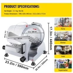 VEVOR Commercial Meat Slicer, 320W Electric Deli Food Slicer, 12 Inch Carbon Steel Blade Electric Food Slicer, 350-400RPM Meat Slicer, 0-0.6 Inch -Aesthtic Interiors GUEST bf0690fc 7cfd 4670 ae18 626441961481