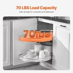 VEVOR Swing Right Blind Corner Cabinet, Pull Out Organizer For 36 Inch Width Blind Cabinet, 2 Tier Height Adjustable Swing Tray, Silver -Aesthtic Interiors GUEST bf23f970 06e0 4d8d a3db 0e0ab56ad9ff