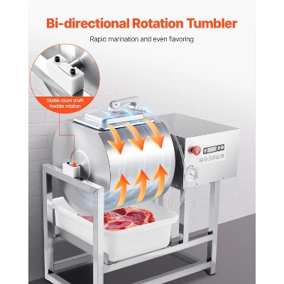 VEVOR Commercial Meat Tumbler Marinator, 40L Vacuum Tumbler Marinating Machine With Bidirectional Rotation And 3-Speed, Silver 3 VEVOR Commercial Meat Tumbler Marinator, 40L Vacuum Tumbler Marinating Machine With Bidirectional Rotation And 3-Speed, Silver - Image 3