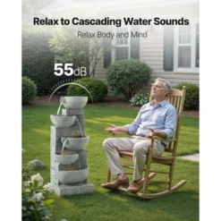 VEVOR Outdoor Water Fountain, 31.5 In Height Fountain And Waterfall, 5-Tier Floor Standing Bowl-Shaped Cascading Fountains With Light And Pump, Gray 11 VEVOR Outdoor Water Fountain, 31.5 In Height Fountain And Waterfall, 5-Tier Floor Standing Bowl-Shaped Cascading Fountains With Light And Pump, Gray -Aesthtic Interiors GUEST bf6a709c d2da 405d 9c74 650f6f66cf77