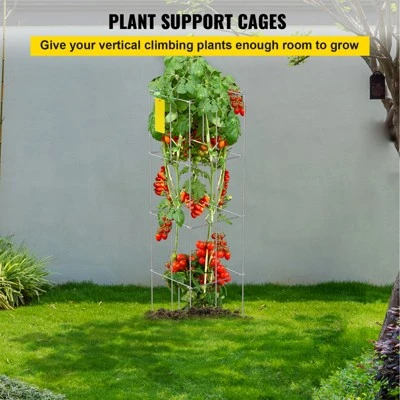 VEVOR Tomato Cages, 11.8" X 11.8" X 46.1", 5 Packs Square Plant Support Cages, Silver PVC-Coated Steel Tomato Towers, Silver 6 VEVOR Tomato Cages, 11.8" X 11.8" X 46.1", 5 Packs Square Plant Support Cages, Silver PVC-Coated Steel Tomato Towers, Silver - Image 6