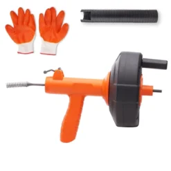 VEVOR Drain Auger 25Ft, Plumbing Snake Auto Feed, Plumbers Snake With Drill Attachment, Pipe Snake Drain Clog Remover, Orange&Black -Aesthtic Interiors GUEST bfe03e12 d624 436f bd16 218074f86e94