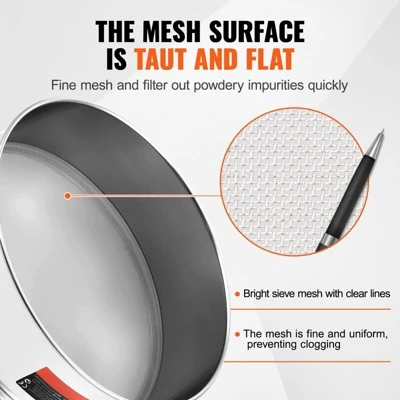 VEVOR Flour Sieve Fine Mesh, 150 Mesh Flour Sifter, 304 Stainless Steel Fine Mesh Sifter Food-grade, 12.6" Fine Mesh Strainers For Baking 4 VEVOR Flour Sieve Fine Mesh, 150 Mesh Flour Sifter, 304 Stainless Steel Fine Mesh Sifter Food-grade, 12.6" Fine Mesh Strainers For Baking - Image 4