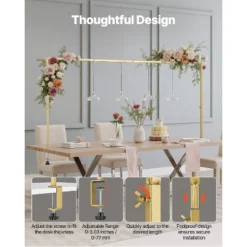 VEVOR Over The Table Rod Stand With Clamps, 13"-42" Tall & 28"-98" Length Adjustable, 2 Packs Table Arch Stand, Tabletop Balloon Arch Frame, Gold -Aesthtic Interiors GUEST c009afd6 66e8 41d6 b853 b6cee35fd5f0