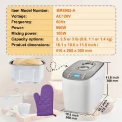 VEVOR Bread Maker, 15-in-1 3LB Dough Machine, Nonstick Ceramic Pan Automatic Breadmaker With Gluten Free Setting, Digital, Programmable -Aesthtic Interiors GUEST c021f426 4e79 4ead bcf0 c6a6efbd34bd