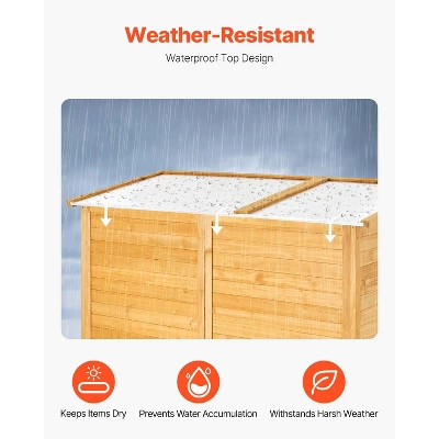 VEVOR Outdoor Storage Shed With Waterproof Roof And Metal Frame, Double Lockable Doors Garden Tool Shed Storage House Cabinet, 55"x67.5" 5 VEVOR Outdoor Storage Shed With Waterproof Roof And Metal Frame, Double Lockable Doors Garden Tool Shed Storage House Cabinet, 55"x67.5" - Image 5