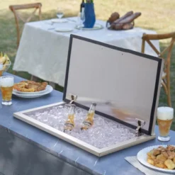 VEVOR Drop In Ice Chest, 24"L X 20"W X 15"H Stainless Steel Ice Cooler, Commercial Ice Bin With Hinged Cover, 40 Qt Outdoor Kitchen Ice Bar